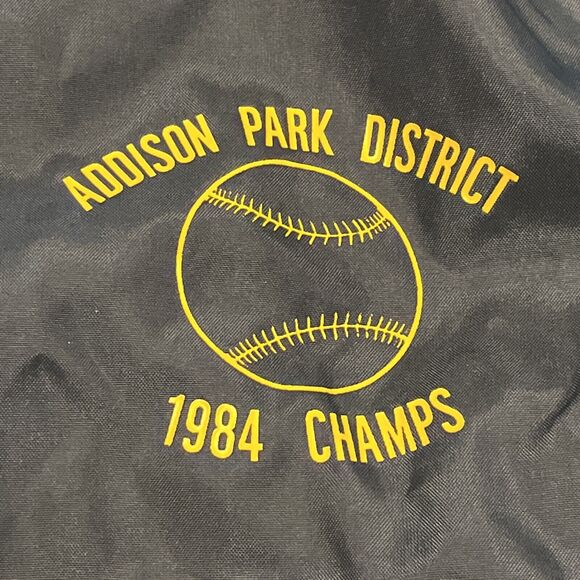 West Wind Large Vintage Nylon Stripe Collar Snap Bomber Jacket 80s Champs USA - Picture 4 of 14